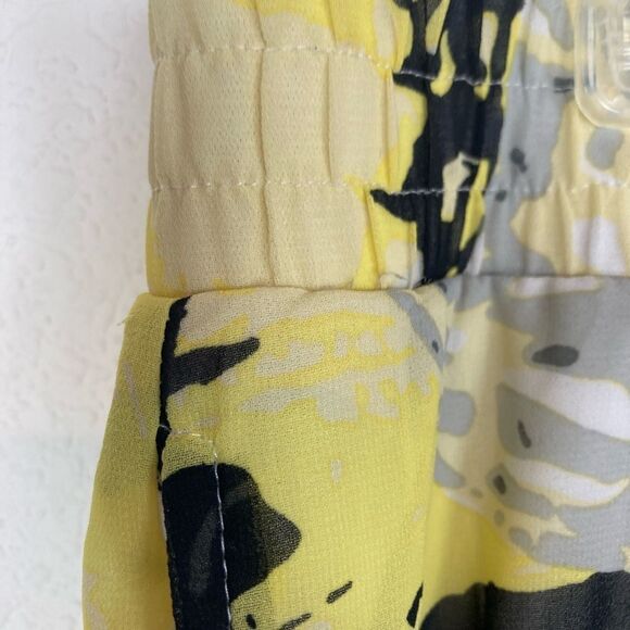 Cato NWOT Wide leg high waisted chiffon lined Yellow, Black Abstract Print Pants - Picture 13 of 16